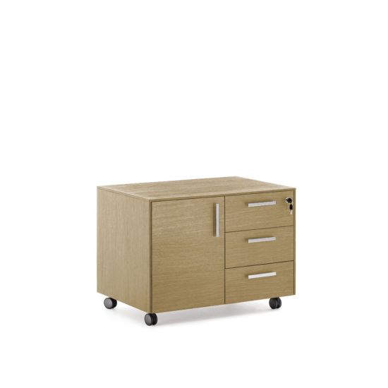 Тумба выкатная хром / светлый эвкалипт