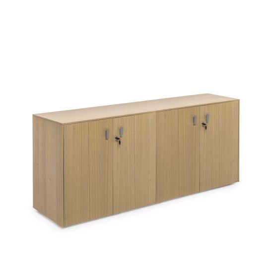 Шкаф низкий хром / светлый эвкалипт