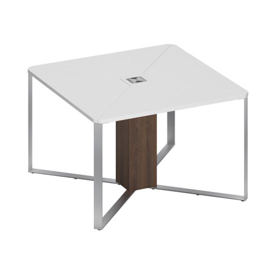 Стол для переговоров 1-секционный белый премиум / белый премиум / дуб гладстоун