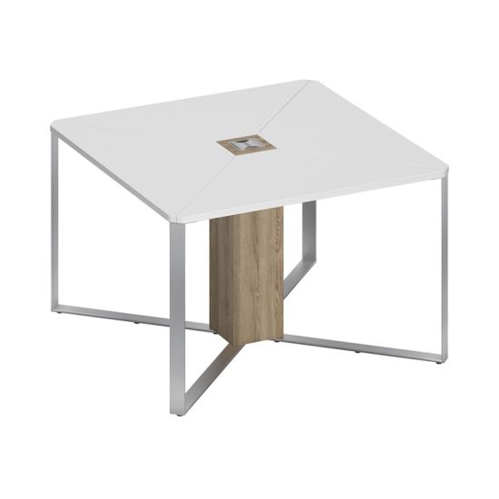 Стол для переговоров 1-секционный белый премиум / дуб гладстоун светлый / дуб гладстоун светлый