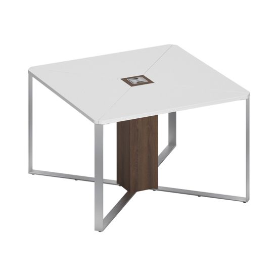 Стол для переговоров 1-секционный белый премиум / дуб гладстоун / дуб гладстоун