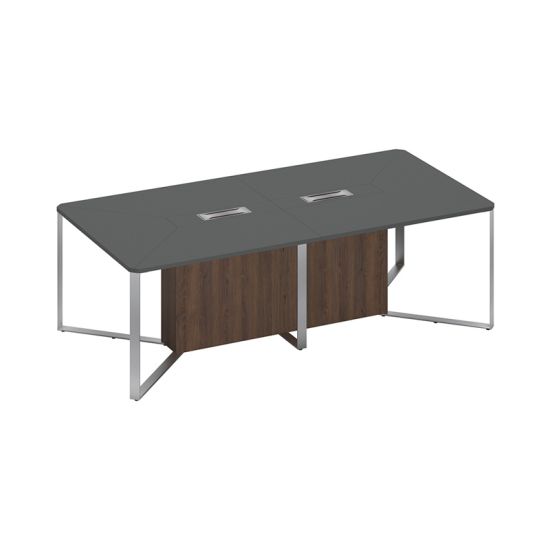 Стол для переговоров составной 2-секционный антрацит премиум / антрацит премиум / дуб гладстоун