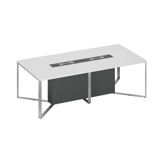 Стол для переговоров составной 2-секционный белый премиум / антрацит премиум / антрацит премиум