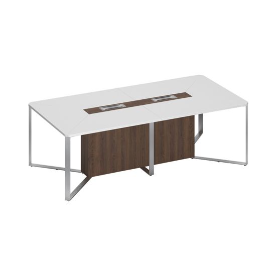 Стол для переговоров составной 2-секционный белый премиум / дуб гладстоун / дуб гладстоун