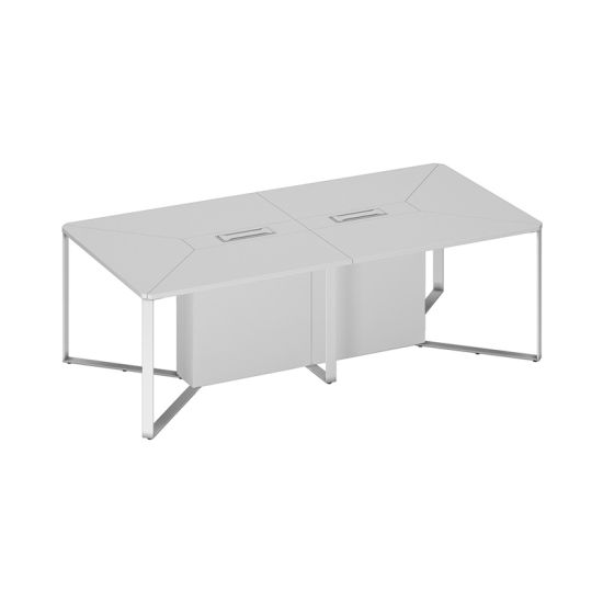 Стол для переговоров составной 2-секционный белый премиум / дуб гладстоун / дуб гладстоун светлый