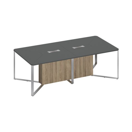 Стол для переговоров составной 2-секционный антрацит премиум / антрацит премиум / дуб гладстоун светлый