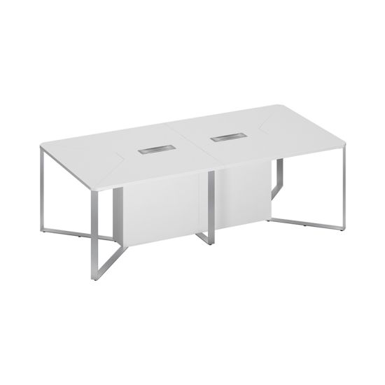 Стол для переговоров составной 2-секционный белый премиум / белый премиум / белый премиум