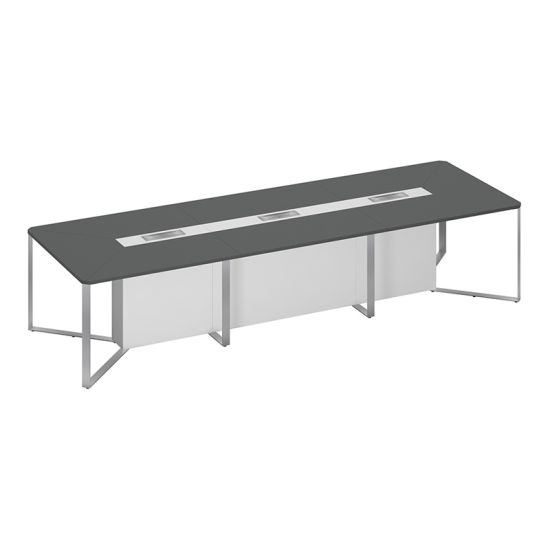 Стол для переговоров составной 3-секционный антрацит премиум / белый премиум / белый премиум