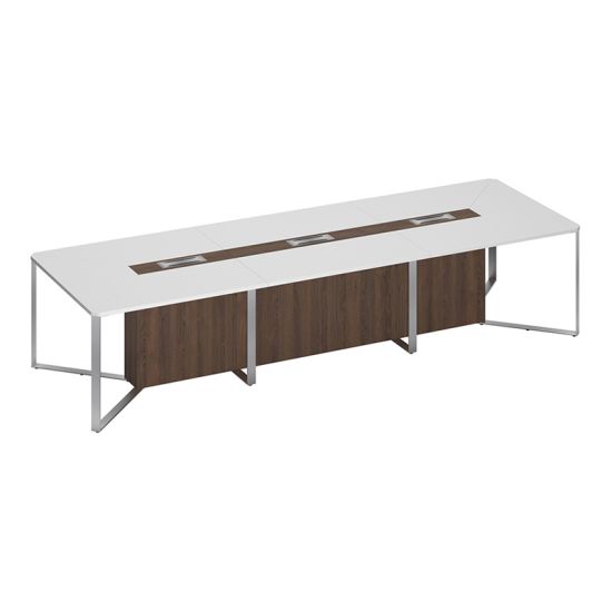 Стол для переговоров составной 3-секционный белый премиум / дуб гладстоун / дуб гладстоун