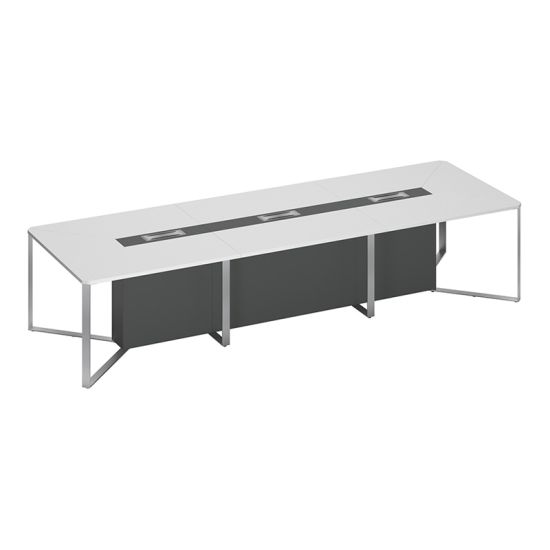 Стол для переговоров составной 3-секционный белый премиум / антрацит премиум / антрацит премиум