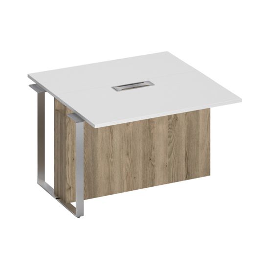 Секция стола для переговоров промежуточная белый премиум / белый премиум / дуб гладстоун светлый