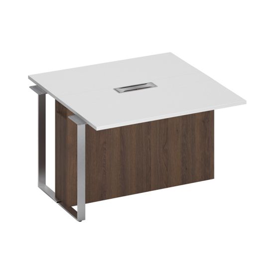 Секция стола для переговоров промежуточная белый премиум / белый премиум / дуб гладстоун