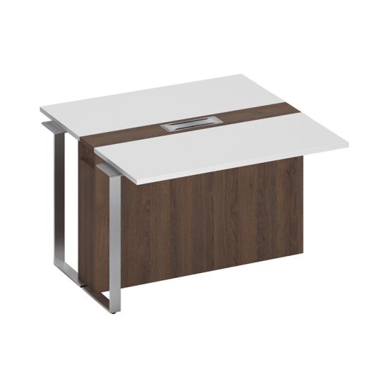 Секция стола для переговоров промежуточная белый премиум / дуб гладстоун / дуб гладстоун