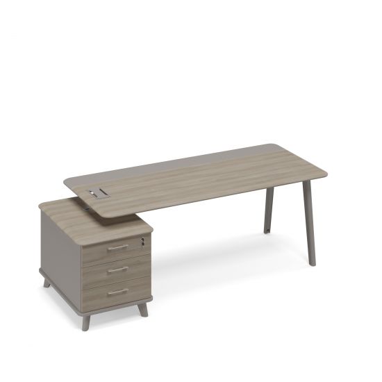 Стол комбинированный на тумбе малой левый (тип 1) мокко премиум (корпус) / вяз либерти (столешница, топ, фасад)