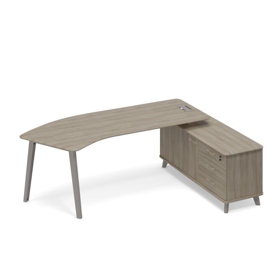 Стoл эргономичный правый на тумбе (тип 5) вяз либерти