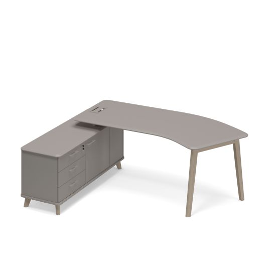 Стол руководителя эргономичный на опорной тумбе левый (тип 5) WOOD мокко премиум