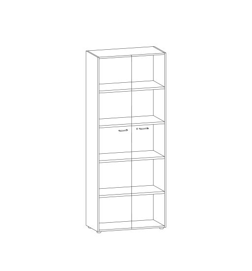 Шкаф высокий со стеклом 2-дв., рама хром серый