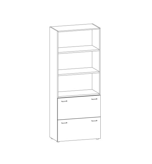 Шкаф с открытой секцией и выдвижными ящиками серый