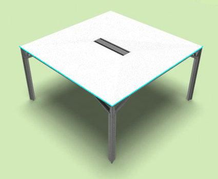 Стол переговоров с кабель-каналом, стекло вяз