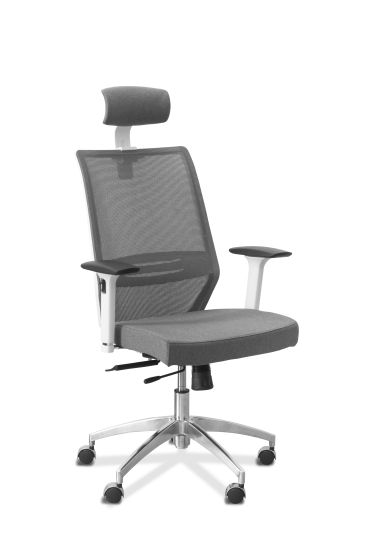 Кресло Аэро | Aero 3D HW белый каркас сетка/ткань Bahama серая/серая BA50