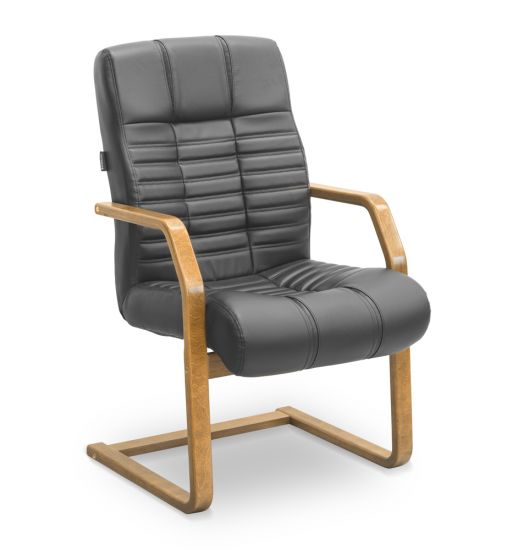 Кресло Атлант HSW экокожа экокожа премиум коричневая CN1116/ дерево - орех гамильтон