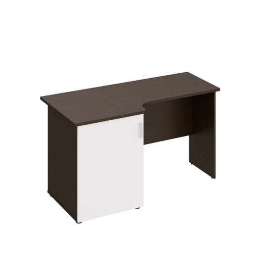 Стол с тумбой для минибара и ТВ левый венге темный/белый премиум