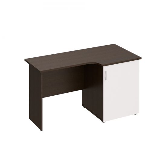 Стол с тумбой для минибара и ТВ правый венге темный/белый премиум