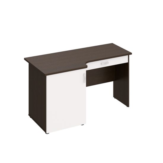 Стол с тумбой под минибар и ТВ с ящиком, левый венге темный/белый премиум