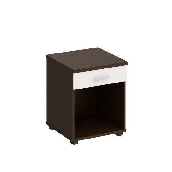 Тумба прикроватная с ящиком венге темный/белый премиум