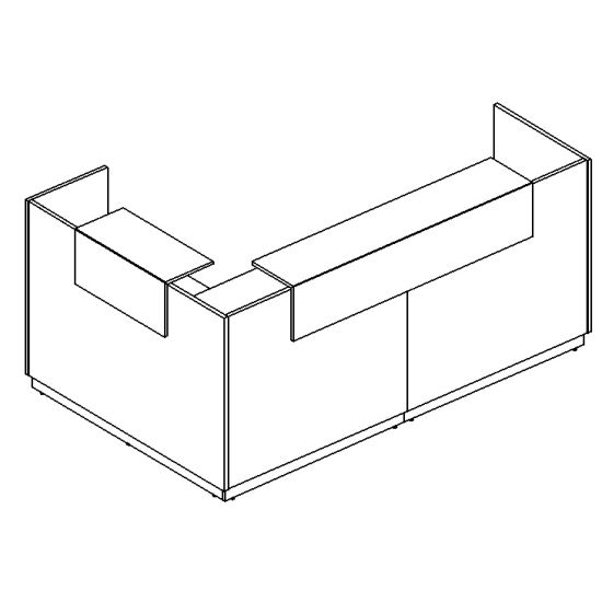 Стойка ресепшен угловая правая дуб натуральный / дуб натуральный / дуб ристретто