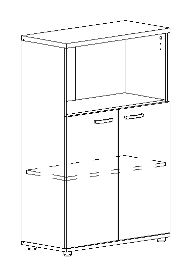 Шкаф средний полузакрытый белый премиум / натуральный дуб