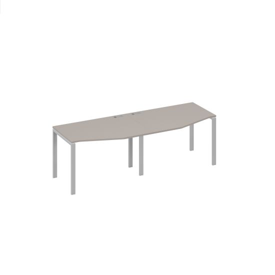 Рабочая станция каркас UNO (2х140) со столами Техно мокко премиум / металлокаркас серый