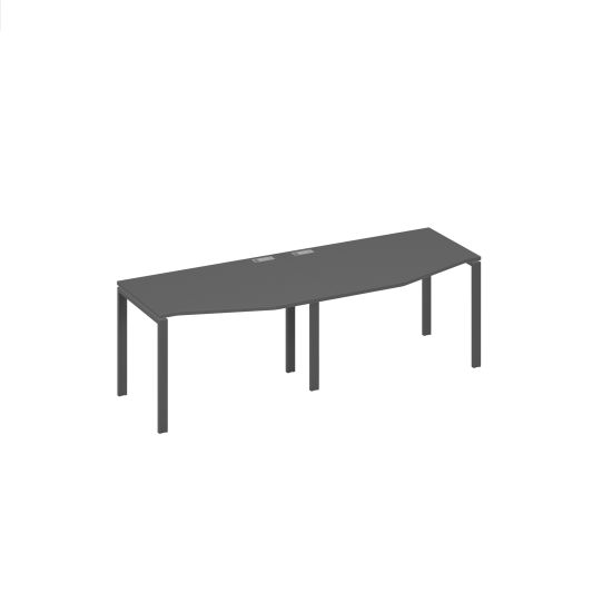 Рабочая станция каркас UNO (2х140) со столами Техно антрацит премиум / металлокаркас антрацит