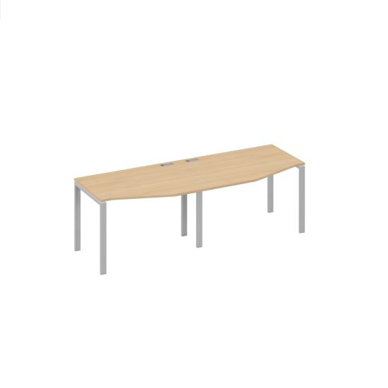 Рабочая станция опоры UNO столы (2х120) со столами Техно натуральный дуб / металлокаркас серый