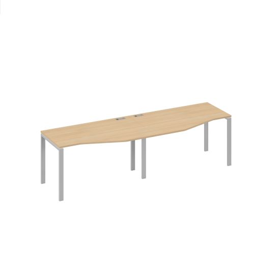 Рабочая станция каркас UNO (2х140) со столами Техно натуральный дуб / металлокаркас серый