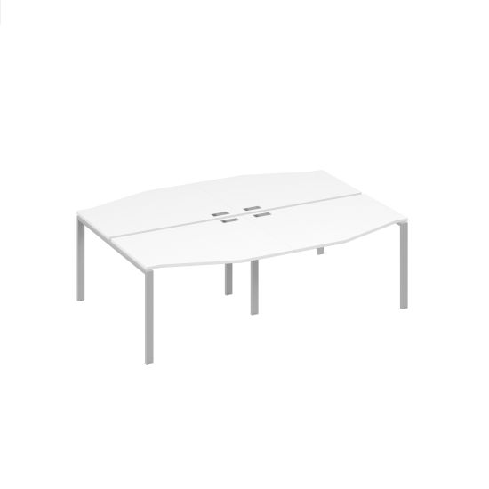 Рабочая станция (4х120) столы Техно каркас UNO белый премиум / металлокаркас серый