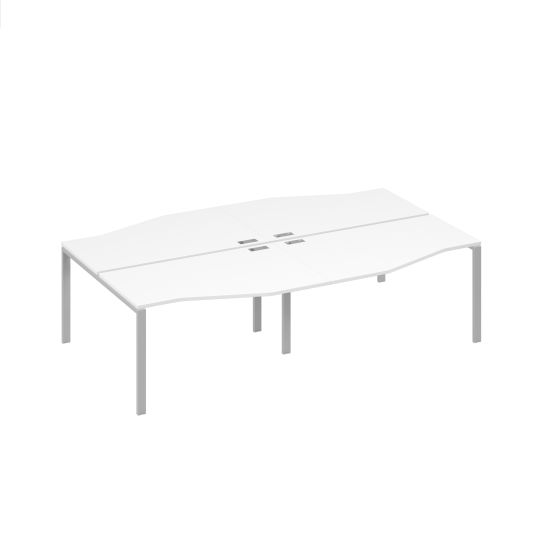 Рабочая станция на металлокаркасе UNO из столов Техно (4х140) белый премиум / металлокаркас серый