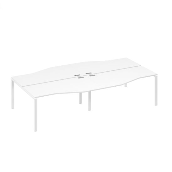 Рабочая станция столы Техно (4х160) на каркасе UNO белый премиум / металлокаркас белый
