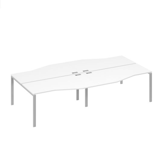 Рабочая станция столы Техно (4х160) на каркасе UNO белый премиум / металлокаркас серый