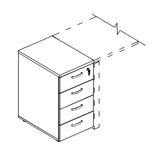 Тумба приставная 4-х ящичная с замком антрацит премиум / дуб шамони