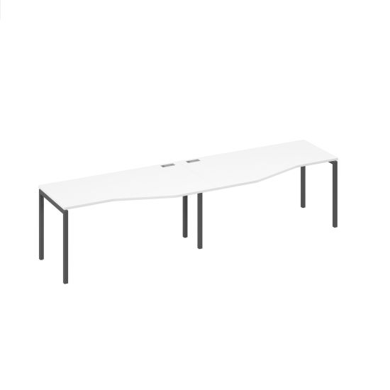 Рабочая станция столы Техно на металлокаркасе DUE (2х160) белый премиум / металлокаркас антрацит