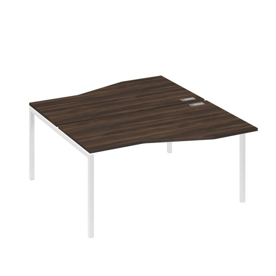 Станция со столами Техно эргономичными (2х160) каркас DUE дуб ристретто/ металлокаркас белый