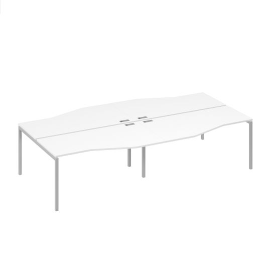 Рабочая станция (4х160) столы Техно каркас DUE белый премиум / металлокаркас серый