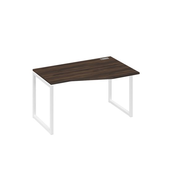 Стол правый Техно на металлокаркасе QUATTRO эргономичный дуб ристретто/ металлокаркас белый