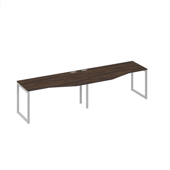 Рабочая станция со столами Техно (2х160) на каркасе QUATTRO дуб ристретто/ металлокаркас серый