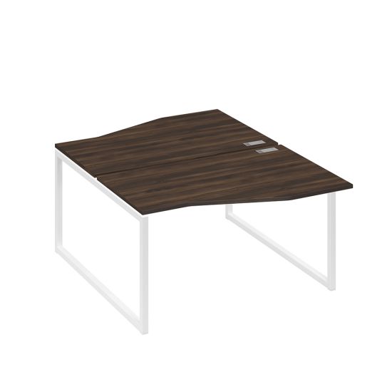 Рабочая станция столы (2х140) Техно каркас QUATTRO дуб ристретто/ металлокаркас белый