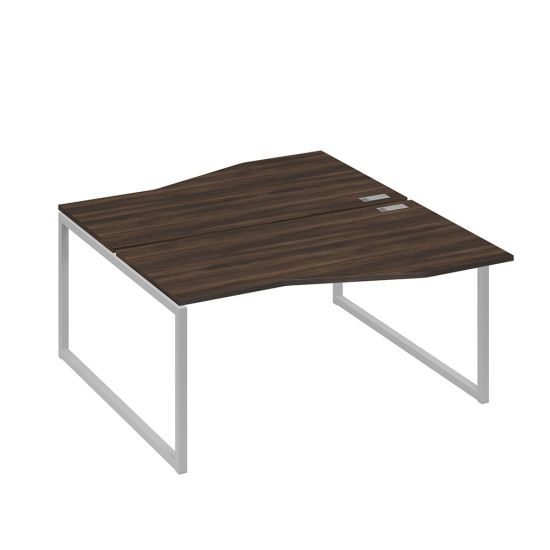 Станция каркас QUATTRO столы 2х160 Техно эргономичные дуб ристретто/ металлокаркас серый