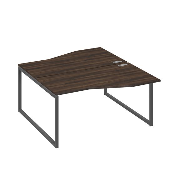 Станция каркас QUATTRO столы 2х160 Техно эргономичные дуб ристретто/ металлокаркас антрацит