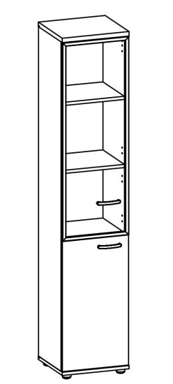 Шкаф для документов узкий левый со стеклянной дверью в алюминиевой рамке антрацит премиум / серый