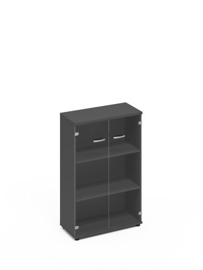 Шкаф средний со стеклом антрацит премиум